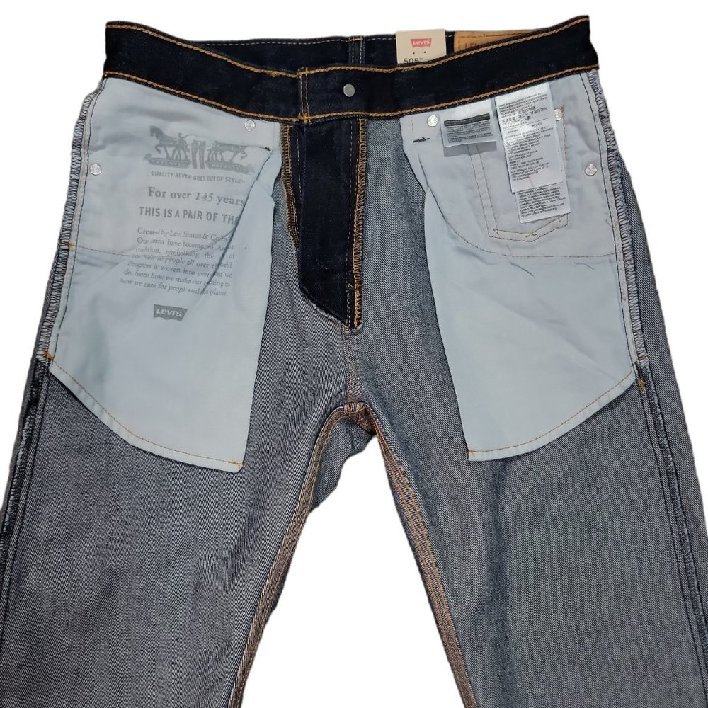 Levis 505 Mens Rinse Dark Wash Jeans Straight Leg Sz 29x32 - Picture 8 of 13